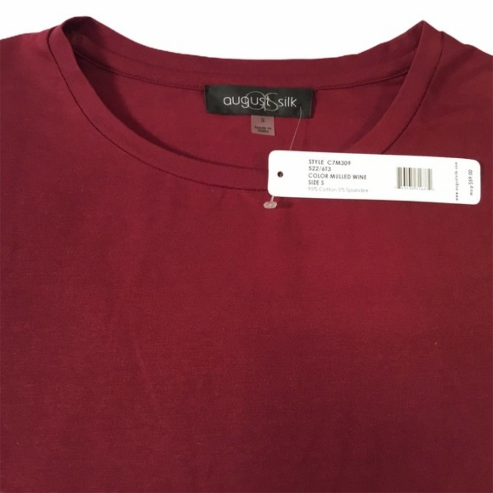 NEW August Silk Women’s Long Sleeve Top Blouse in Wine/Burgundy - Size Small